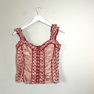 Bebe baby pink and red floral blouse